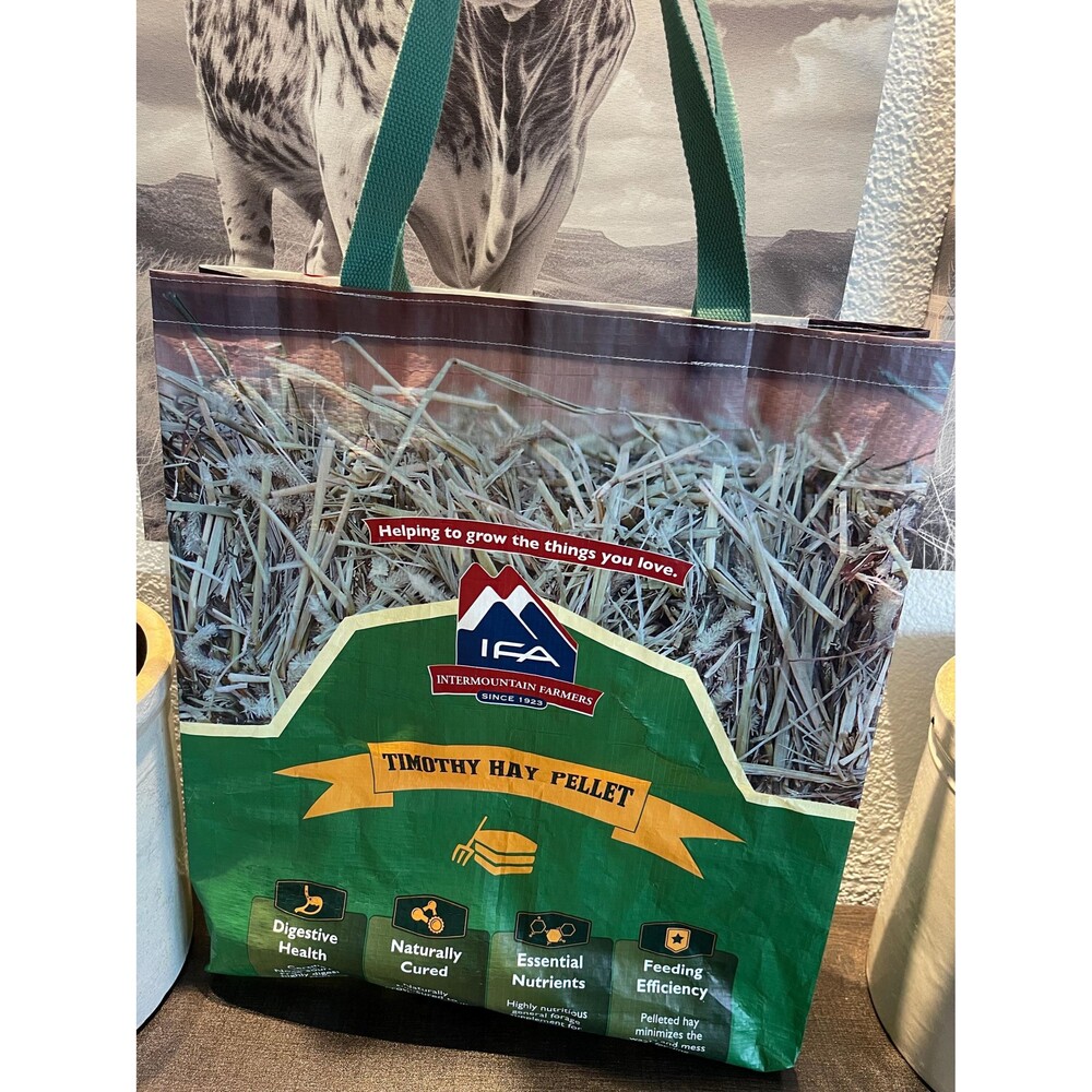 Upcycled IFA Timothy Hay Pellet Tote - Farm Fresh Market Bag